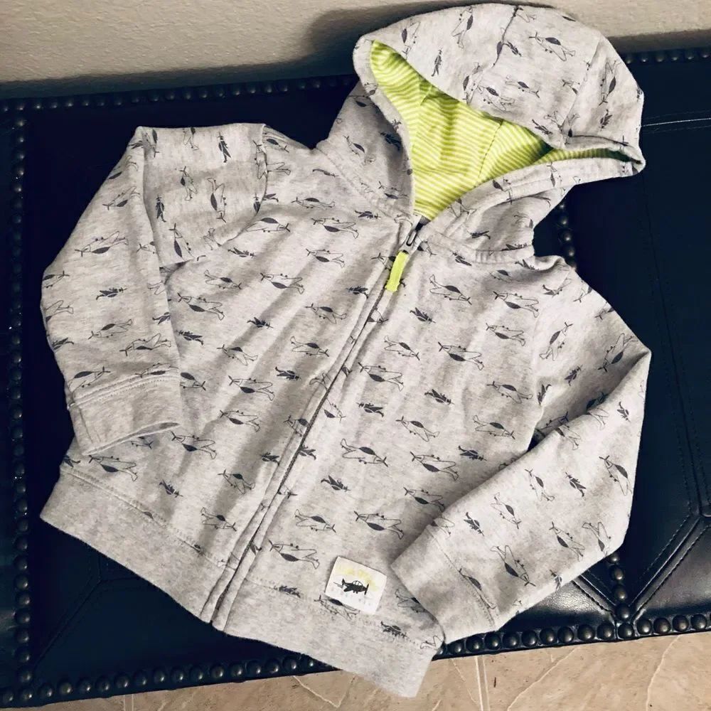 Carter’s Airplane Print Zip Hoodie Kids Jacket 24M
